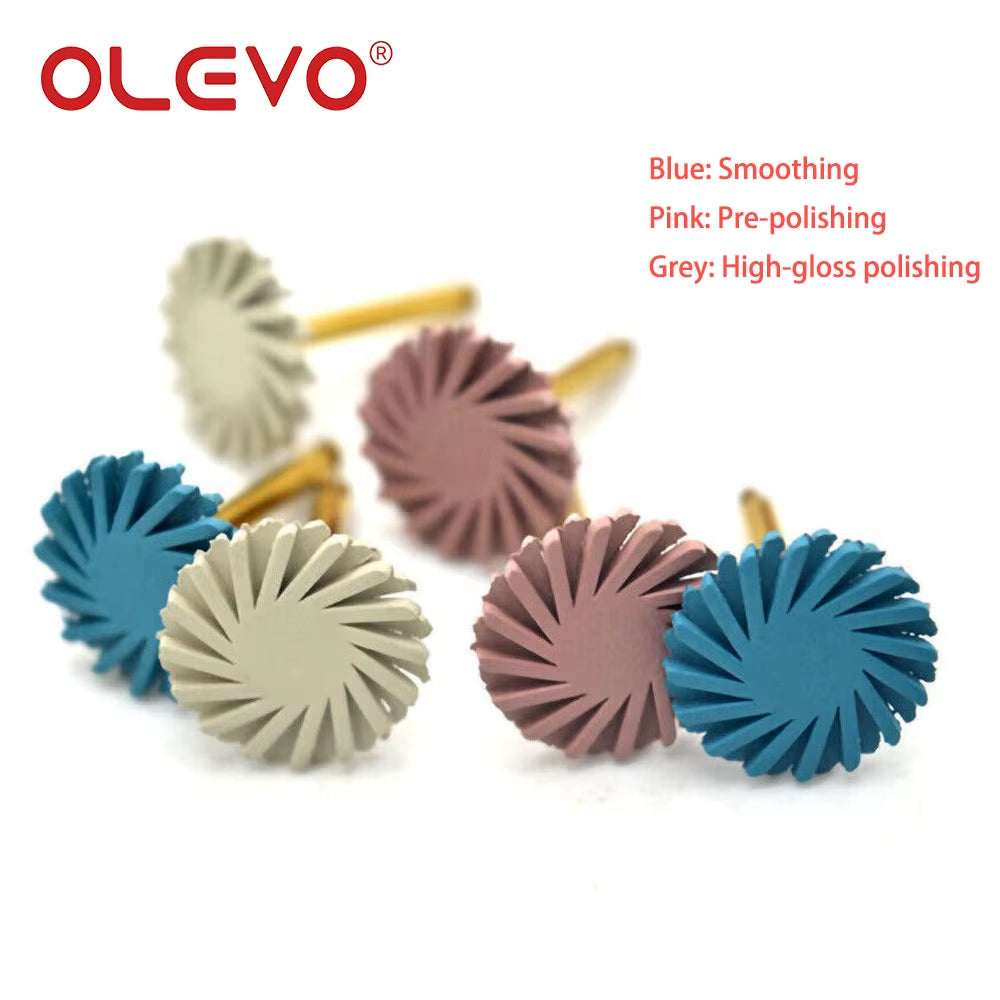 3/6 Pcs Dental Rubber Diamond Polisher Composite Resin Polishing Disc Wheel Kit Brush Burs High Gloss Polishing RA 2.35Mm