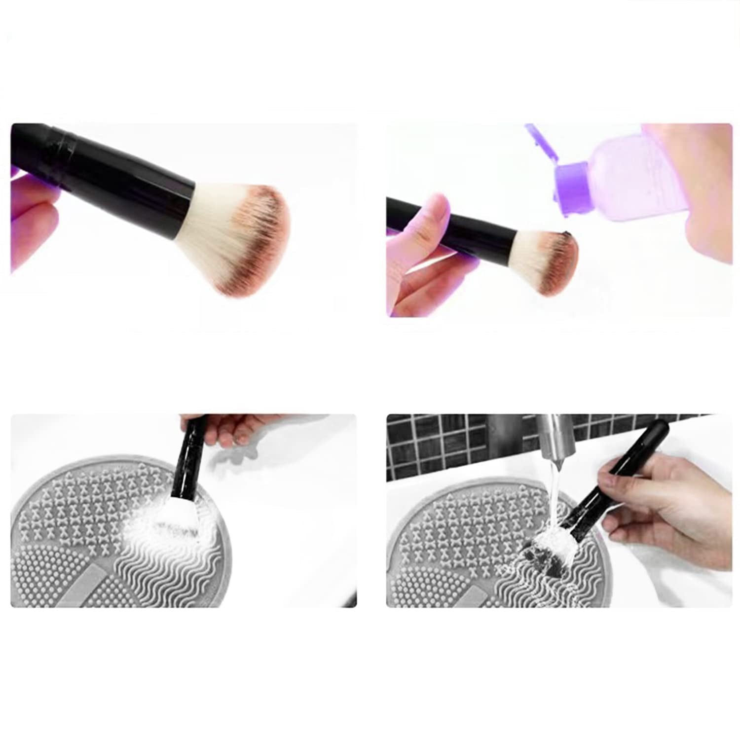 Makeup Brush Cleaning Mat, Silicone Makeup Brush Scrubber, Makeup Brush Cleaner Pad, Cosmetic Brush Cleaner, Brush Cleaning Pad, Suitable for Makeup Brush, Makeup Sponge, Powder Puff (Gray)